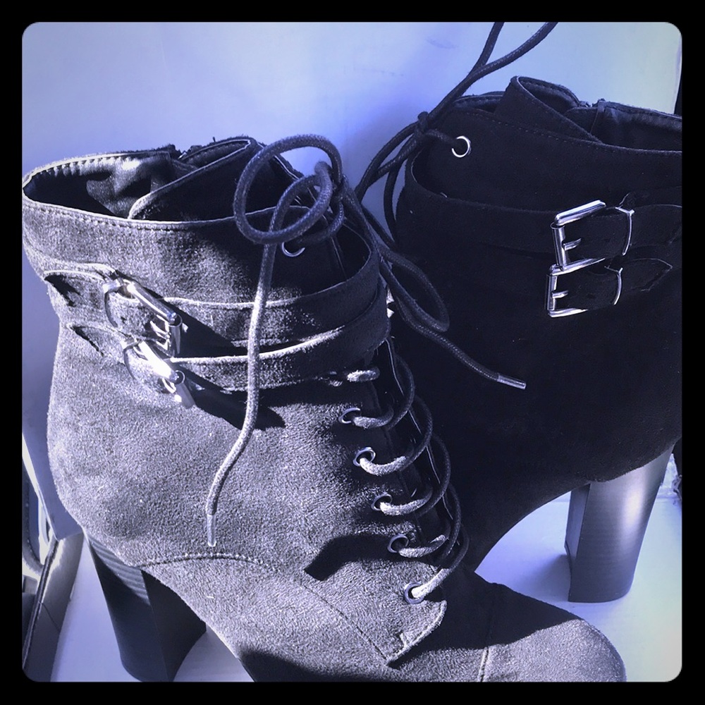 Black lace-up boots